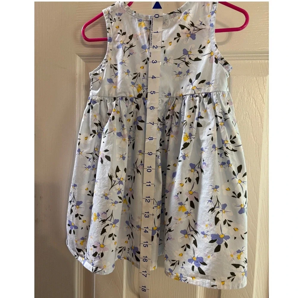 Mini Hop sweet Floral yellow blue baby girl Dress Sleeveless Casual Summer 24 mo